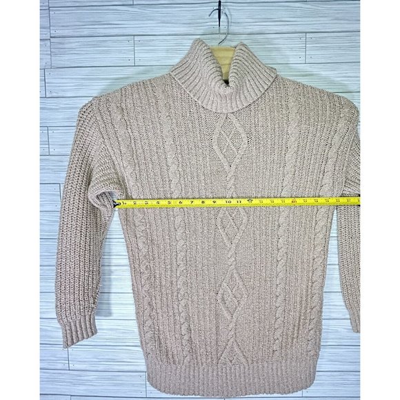 Women'sTorrid Turtleneck Cable Knit Medium Weight Tan/Brown/Cream Sweater Size 1 - Picture 6 of 8